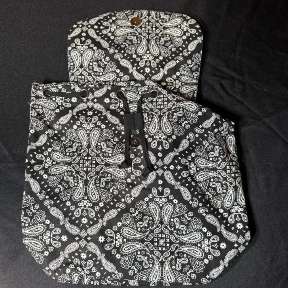 PINK Black and white paisley print bag with adjustable‎ straps NWT
